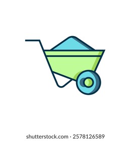 Filled outline Wheelbarrow icon isolated on white background. Tool equipment. Agriculture cart wheel farm. Flat filled outline style with shadow. Vector