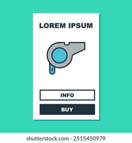 Contorno preenchido ícone do assobio isolado no fundo azul-turquesa. Símbolo de referência. Sinal de aptidão e esporte.  Vetor
