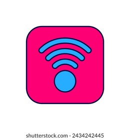 Icono de red inalámbrica Wi-Fi de contorno relleno aislado sobre fondo blanco.  Vector