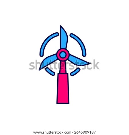 Filled outline Wind turbine icon isolated on white background. Wind generator sign. Windmill for electric power production.  Vector