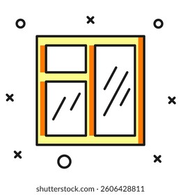 Filled outline Window in room icon isolated on white background. Flat filled outline style with shadow. Vector