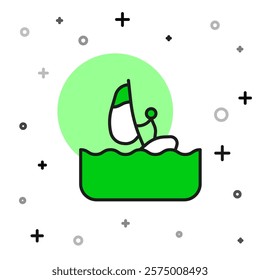 Filled outline Windsurfing icon isolated on white background.  Vector