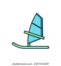 Filled outline Windsurfing icon isolated on white background. Flat filled outline style with shadow. Vector