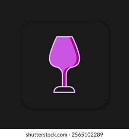 Filled outline Wine glass icon isolated on black background. Wineglass sign. Flat filled outline style with shadow. Vector