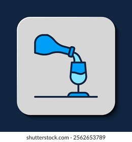 Filled outline Wine tasting, degustation icon isolated on blue background. Sommelier. Smells of wine.  Vector