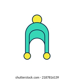Filled outline Winter hat icon isolated on white background.  Vector