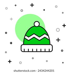 Filled outline Winter hat icon isolated on white background.  Vector