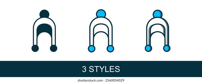 Filled outline Winter hat icon isolated on white background.  Vector