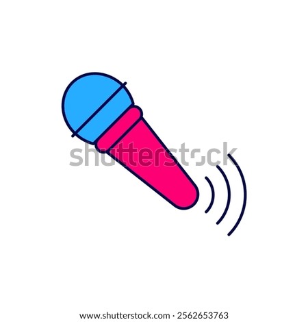 Filled outline Wireless microphone icon isolated on white background. On air radio mic microphone. Speaker sign.  Vector