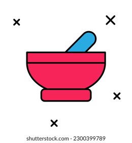 Filled outline Witch cauldron icon isolated on white background. Happy Halloween party.  Vector