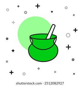 Filled outline Witch cauldron icon isolated on white background. Happy Halloween party.  Vector