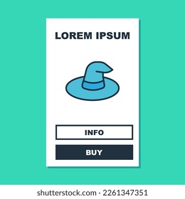 Filled outline Witch hat icon isolated on turquoise background. Happy Halloween party.  Vector