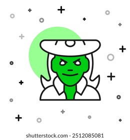 Filled outline Witch icon isolated on white background. Happy Halloween party.  Vector