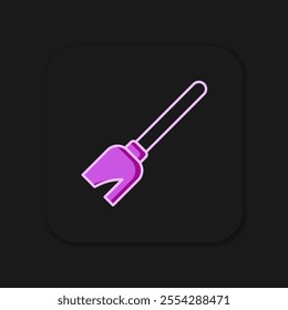 Filled outline Witches broom icon isolated on black background. Happy Halloween party. Flat filled outline style with shadow. Vector