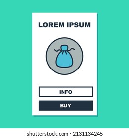 Filled outline Wonton icon isolated on turquoise background. Chinese food.  Vector
