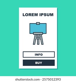 Filled outline Wood easel or painting art boards icon isolated on turquoise background.  Vector