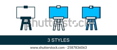 Filled outline Wood easel or painting art boards icon isolated on white background.  Vector