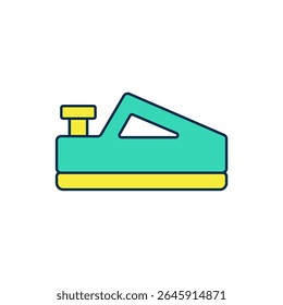 Filled outline Wood plane tool for woodworker hand crafted icon isolated on white background. Jointer plane.  Vector