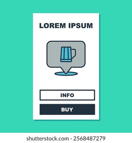 Filled outline Wooden beer mug icon isolated on turquoise background.  Vector