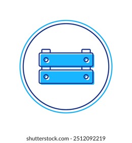 Filled outline Wooden box icon isolated on white background. Grocery basket, storehouse crate. Empty wooden container for vegetables, products.  Vector