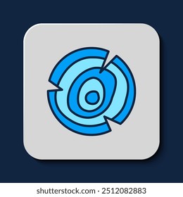 Filled outline Wooden logs icon isolated on blue background. Stack of firewood.  Vector