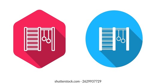 Filled and outline Wooden Swedish wall icon isolated with long shadow background. Swedish stairs.  Vector