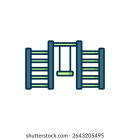 Contorno preenchido Ícone de parede sueco de madeira isolado no fundo branco. Escadas suecas. Estilo de contorno preenchido plano com sombra. Vetor
