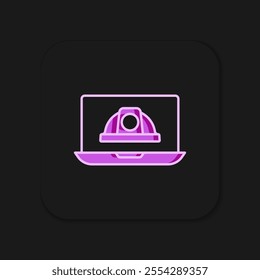 Filled outline Worker safety helmet icon isolated on black background. Flat filled outline style with shadow. Vector