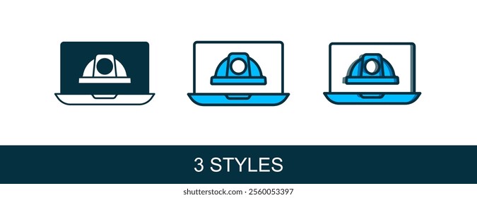 Filled outline Worker safety helmet icon isolated on white background.  Vector