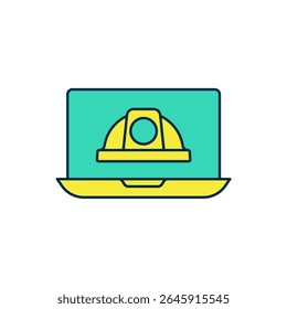 Filled outline Worker safety helmet icon isolated on white background.  Vector