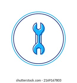 Filled outline Wrench spanner icon isolated on white background. Spanner repair tool. Service tool symbol.  Vector