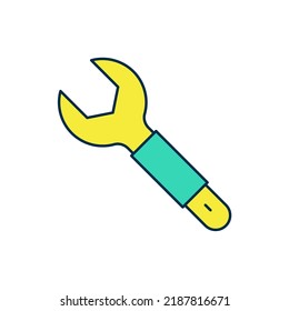 Filled outline Wrench spanner icon isolated on white background. Spanner repair tool. Service tool symbol.  Vector