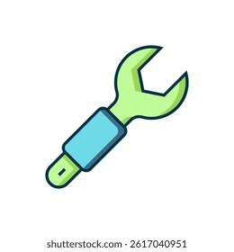 Filled outline Wrench spanner icon isolated on white background. Spanner repair tool. Service tool symbol. Flat filled outline style with shadow. Vector