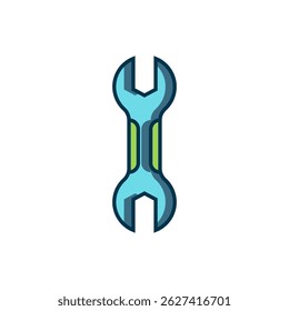 Filled outline Wrench spanner icon isolated on white background. Spanner repair tool. Service tool symbol. Flat filled outline style with shadow. Vector