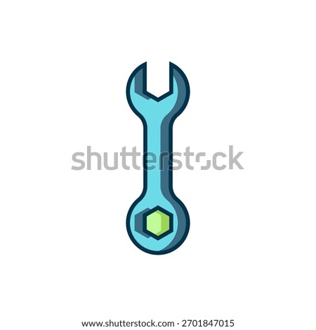 Filled outline Wrench spanner icon isolated on white background. Spanner repair tool. Service tool symbol. Flat filled outline style with shadow. Vector