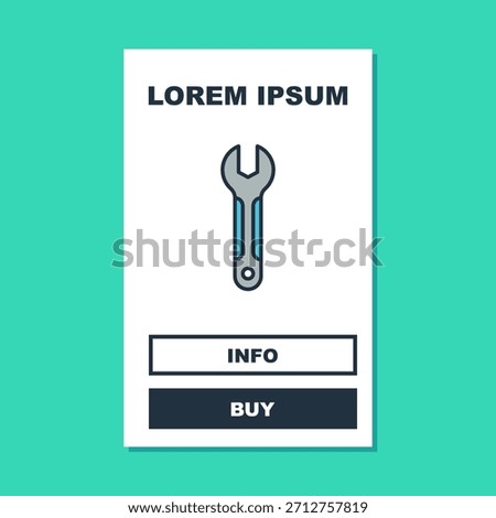 Filled outline Wrench spanner icon isolated on turquoise background. Spanner repair tool. Service tool symbol.  Vector