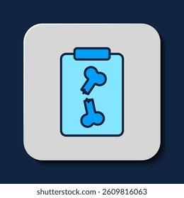 Filled outline X-ray shots icon isolated on blue background.  Vector