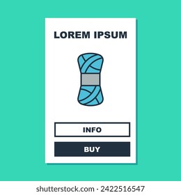 Filled outline Yarn icon isolated on turquoise background. Label for hand made, knitting or tailor shop.  Vector