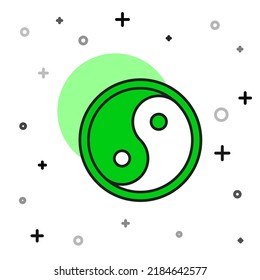 Filled outline Yin Yang symbol of harmony and balance icon isolated on white background.  Vector