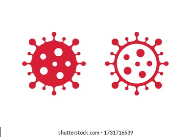 Filled and outlined Vuhan Coronavirus Covid-19 red icons on white background.
