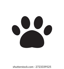 Ícone de vetor de impressão de pata preenchida para pet shop ou produtos relacionados a animais.
