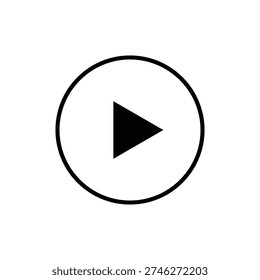 Filled play button icon with an outline circle, signifying media start and video playback.