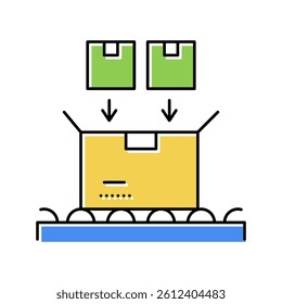 filled product boxes packing in container color icon vector. filled product boxes packing in container sign. isolated symbol illustration