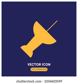 Filled Push Pin Vector Icon Illustration