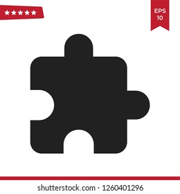 Filled Puzzle piece icon vector isolated on white background. Modern symbol in trendy flat style for mobile app and web design.