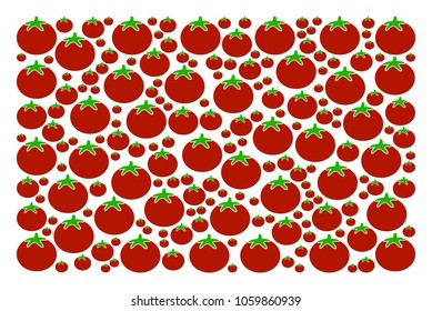 Filled Rectangle composition of tomato in different sizes. Vector tomato elements are composed into filled rectangle composition. Organic vector illustration.