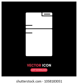 Filled Refrigerator Vector Icon Illustration.Black Backround.