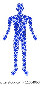 Filled rhombus person representation. Vector filled rhombus icons are organized into person mosaic.