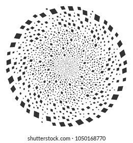 Filled Rhombus twirl circle. Object whirlpool created from scatter filled rhombus items. Vector illustration style is flat iconic symbols.