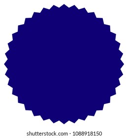 Filled rosette seal template. Vector draft element for stamp seals in blue color.
